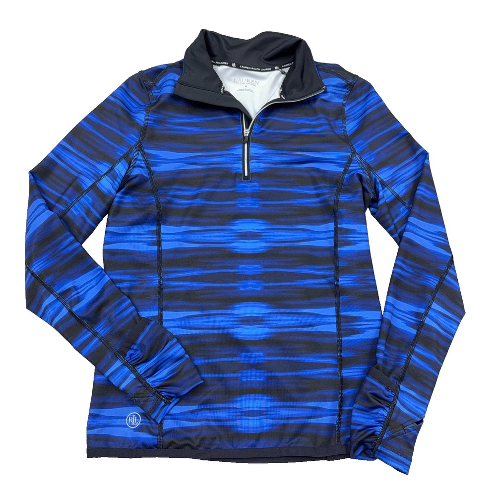 Lauren Ralph Lauren Sweater Women Medium Blue Pullover Performance 1/4 Zip Golf